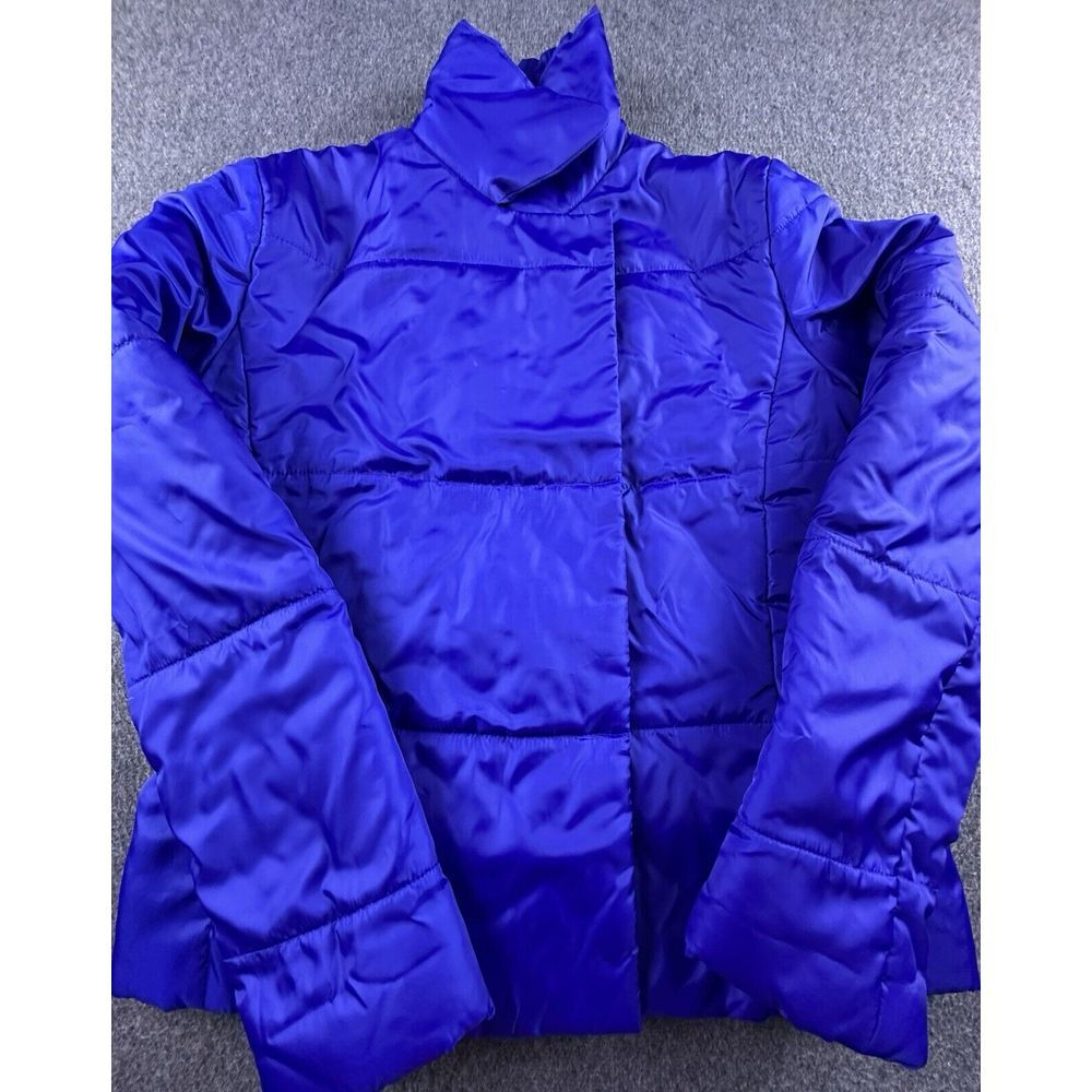 Simply Vera Vera‎ Wang Jacket Womens X-Small Blue Quilted Puffer Snap Up Pockets